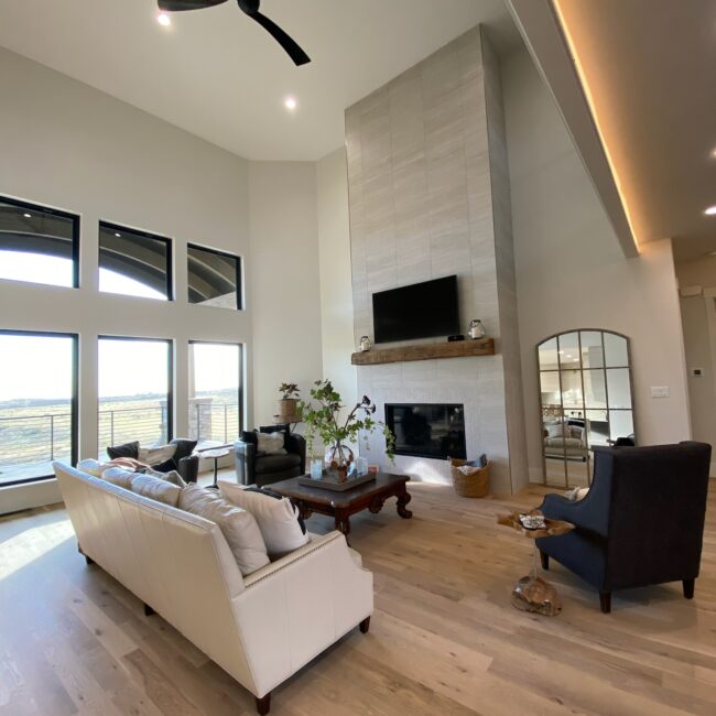 Living room with wood floor